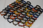 Leren ringen ringen 5mm antiek zilver met glaskristal (10x)