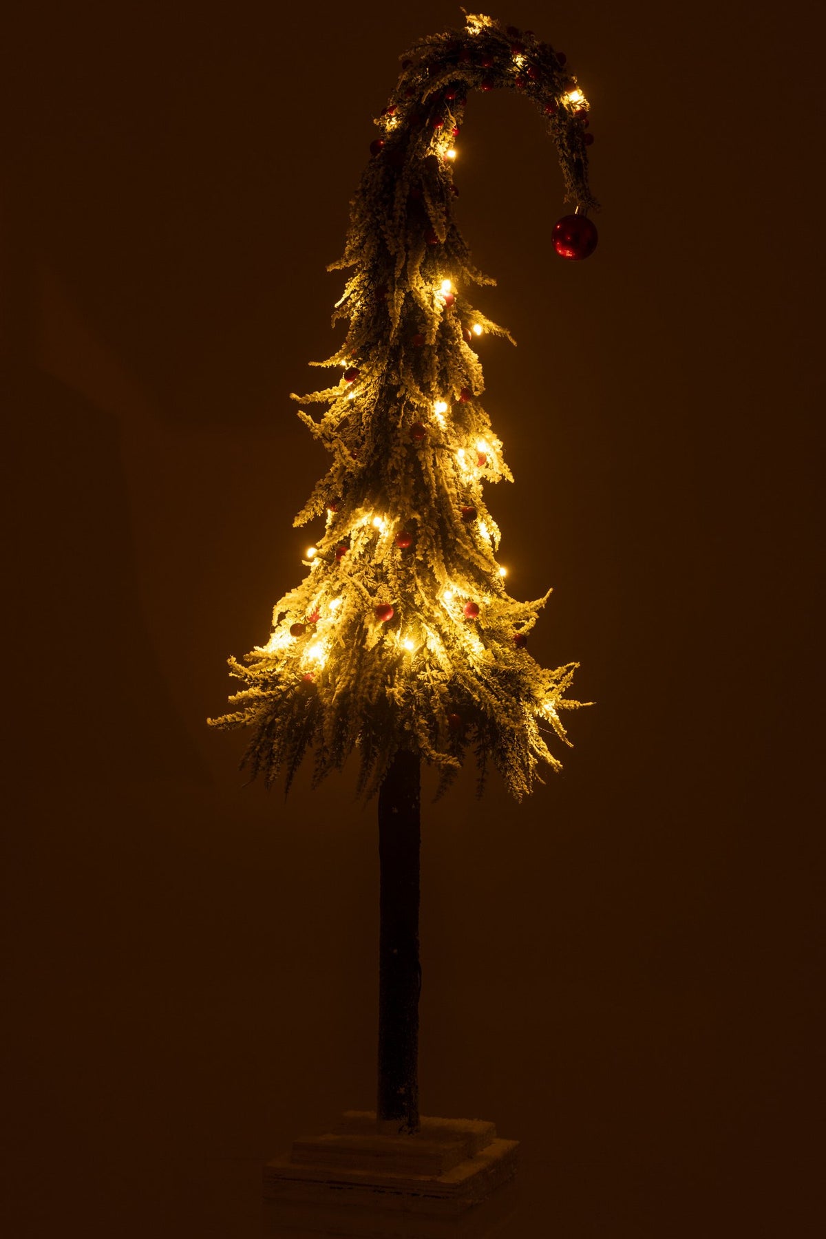J-Line Kerstboom Muts+Led Kunststof Sneeuw Groen/Rood Large