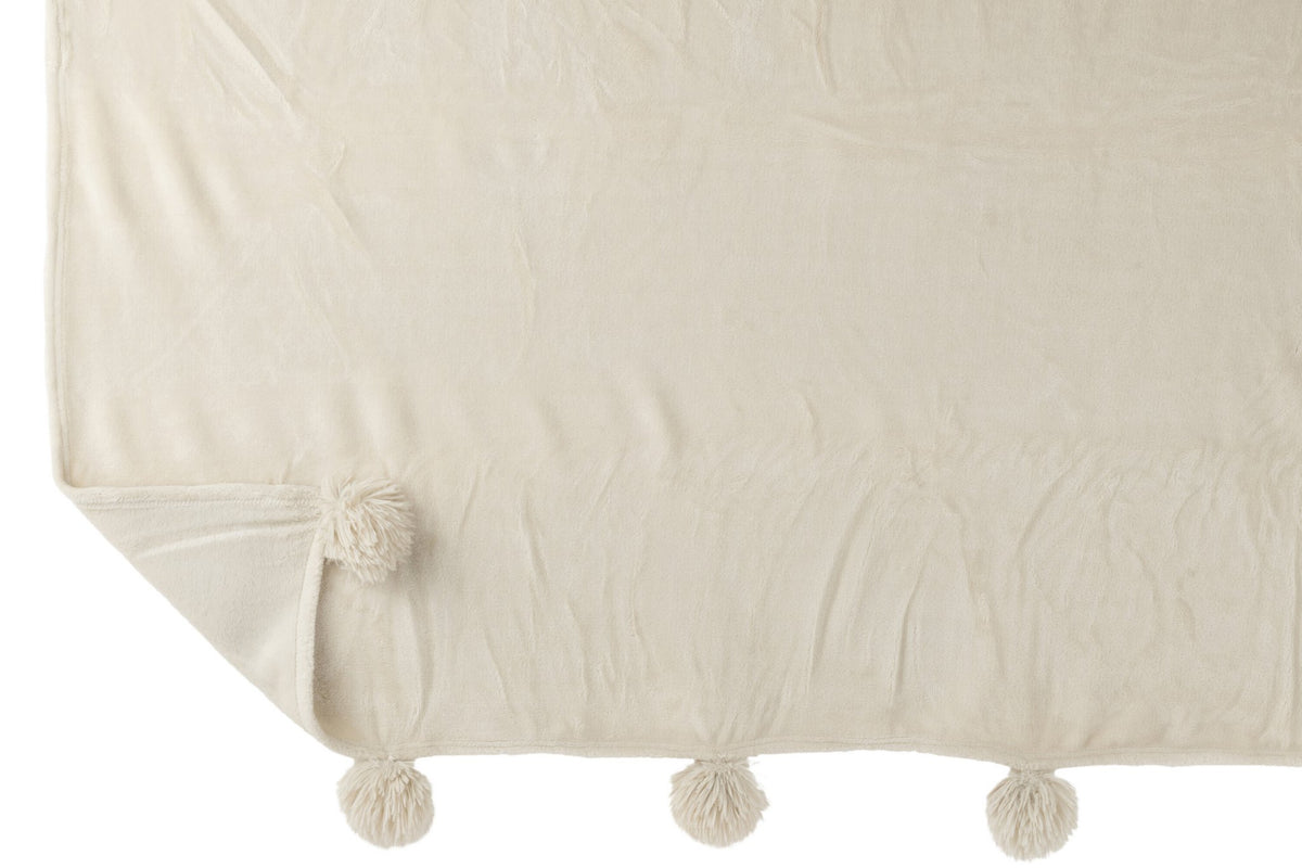 J -Line Plaid Pompon - Polyester - Beige/menthe - 170 x 130 cm
