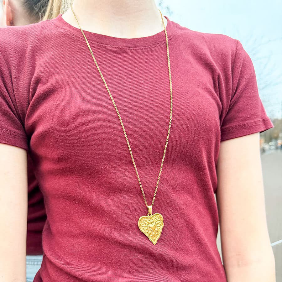 Louiz Lange ketting met hart Fire of Love