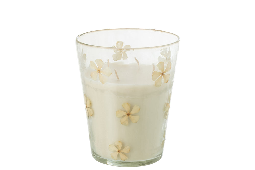 J-Line geurkaars Bloemen - Tender Rose - glas - transparant - L - 75U