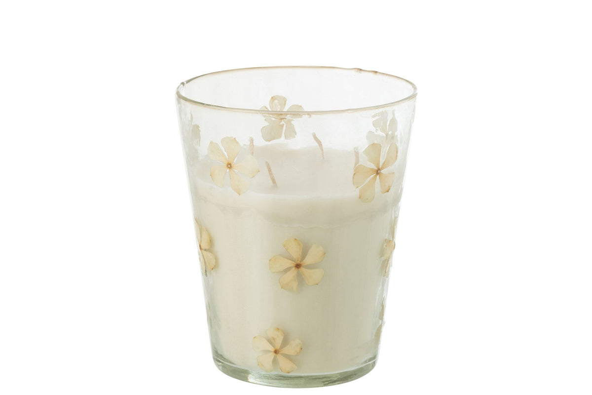 J-Line geurkaars Bloemen - Tender Rose - glas - transparant - L - 75U