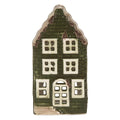 Waxinelichthouder Huis 7x7x14 cm Groen Keramiek