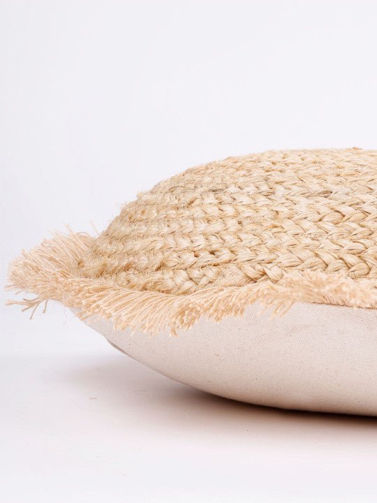 Ronde kussenhoes met structuur – jute-katoenmix