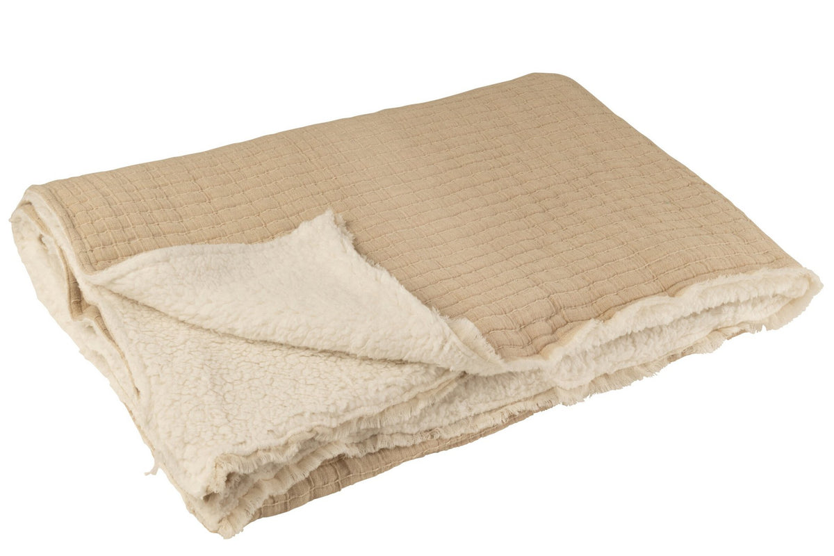 J-Line Plaid Teddy Strepen Stiksel Katoen/Polyester Beige