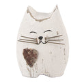 Decoratie beeld Kat 6x4x7 cm wit Bruin Hout