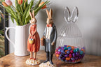 Beeld Konijn 34 cm Bruin Blauw Polyresin Paasdecoratie