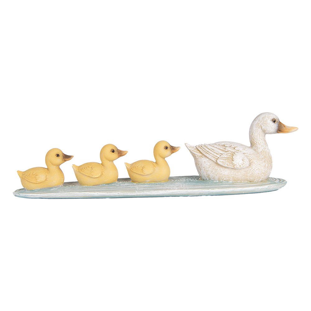 Decoratie Beeld Eend 26x6x7 cm Wit Geel Kunststof