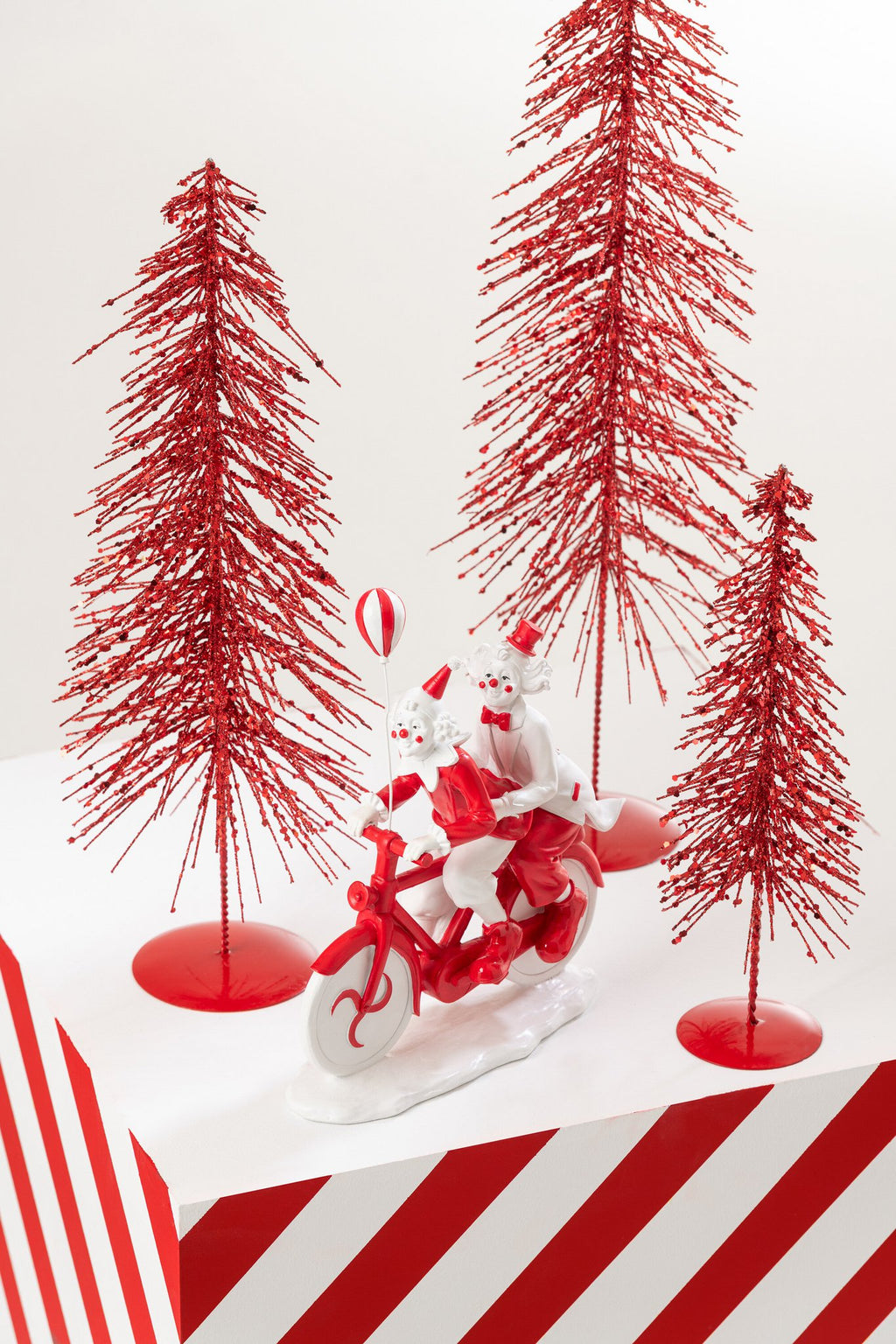 J-Line decoratie Kerstboom Glitters - kunststof - kerstrood - M