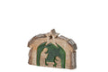 J-Line Kerststal met schors - mangohout - naturel/donkergroen - small