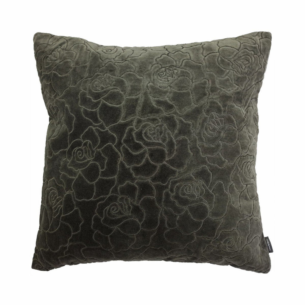 Rose Embroidery kussen bruin 45x45cm