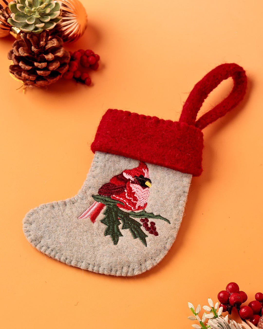 Kerstornament | Vilten kous Red Robin