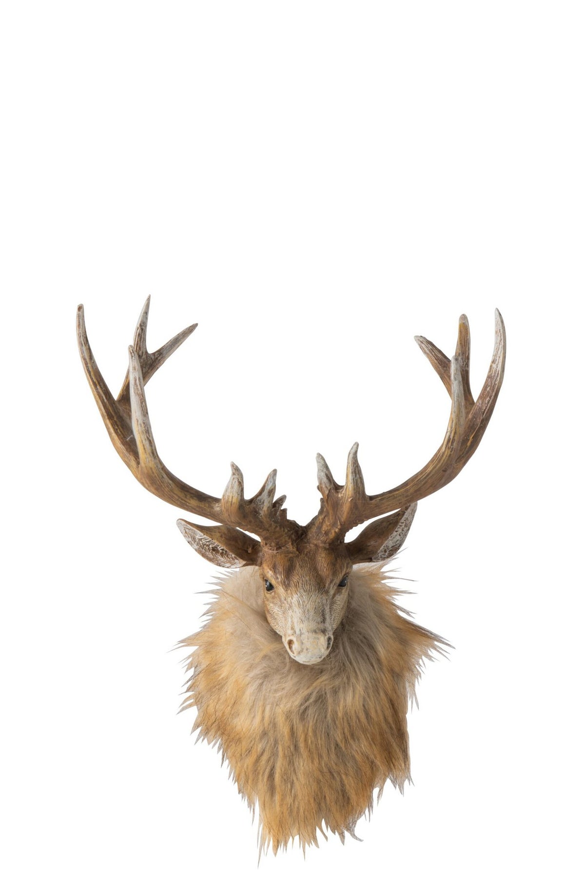 J-Line wanddecoratie Hert Kop - polyresin - bruin/lichtbeige - small