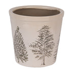 Bloempot Ø 17x16 cm Beige Groen Keramiek Dennenbomen