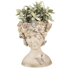 Bloempot Vrouw 20x18x26 cm Grijs Polyresin Vlinders