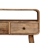 Massief hout, kleine gebogen console, licht eiken afwerking