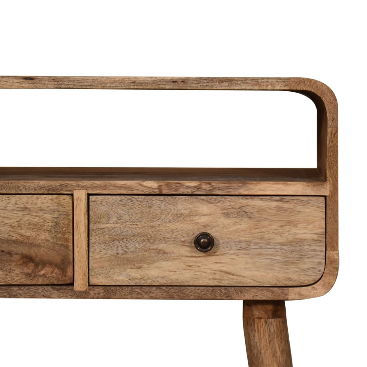 Massief hout, kleine gebogen console, licht eiken afwerking