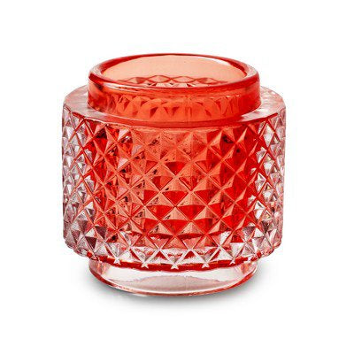 Theelichthouder 'magali' rood h8,5 d9 cm