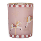 Waxinelichthouder Ø 10x13 cm Roze Glas Paard