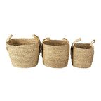 Opbergmand Set van 3 Ø 27 Ø 23 Ø 20 cm Bruin Stro Mand