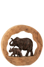 J-Line decoratie Figuur Olifant + Kind - hout/aluminium - brons - L