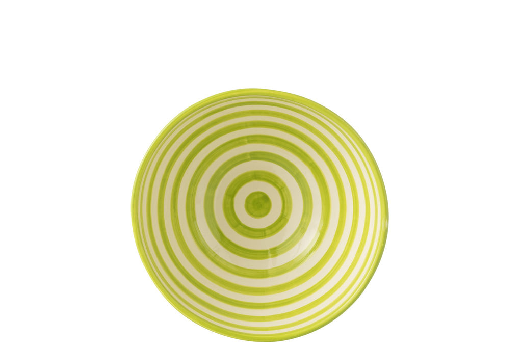 J-Line kom Granada Stripes High - keramiek - wit/groen - large