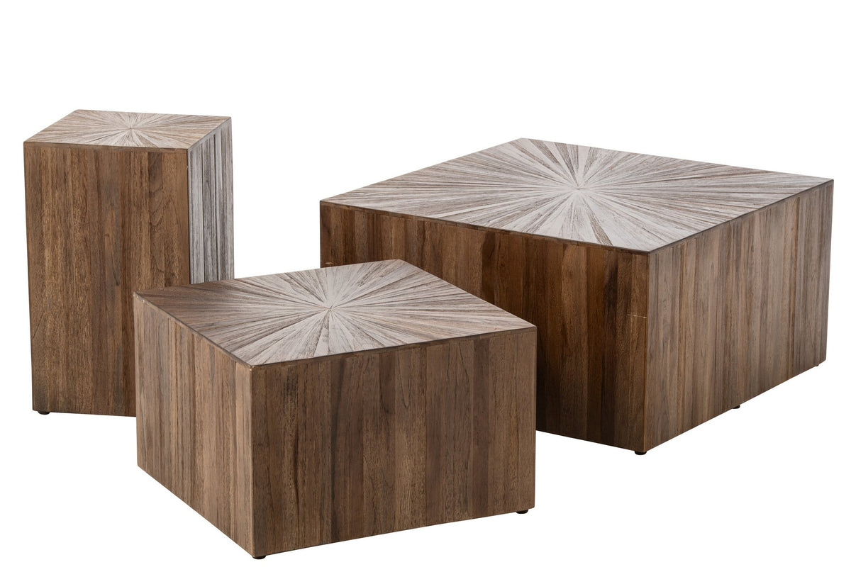 J-Line kubussalontafels Ray - gerecycled hout - donkerbruin