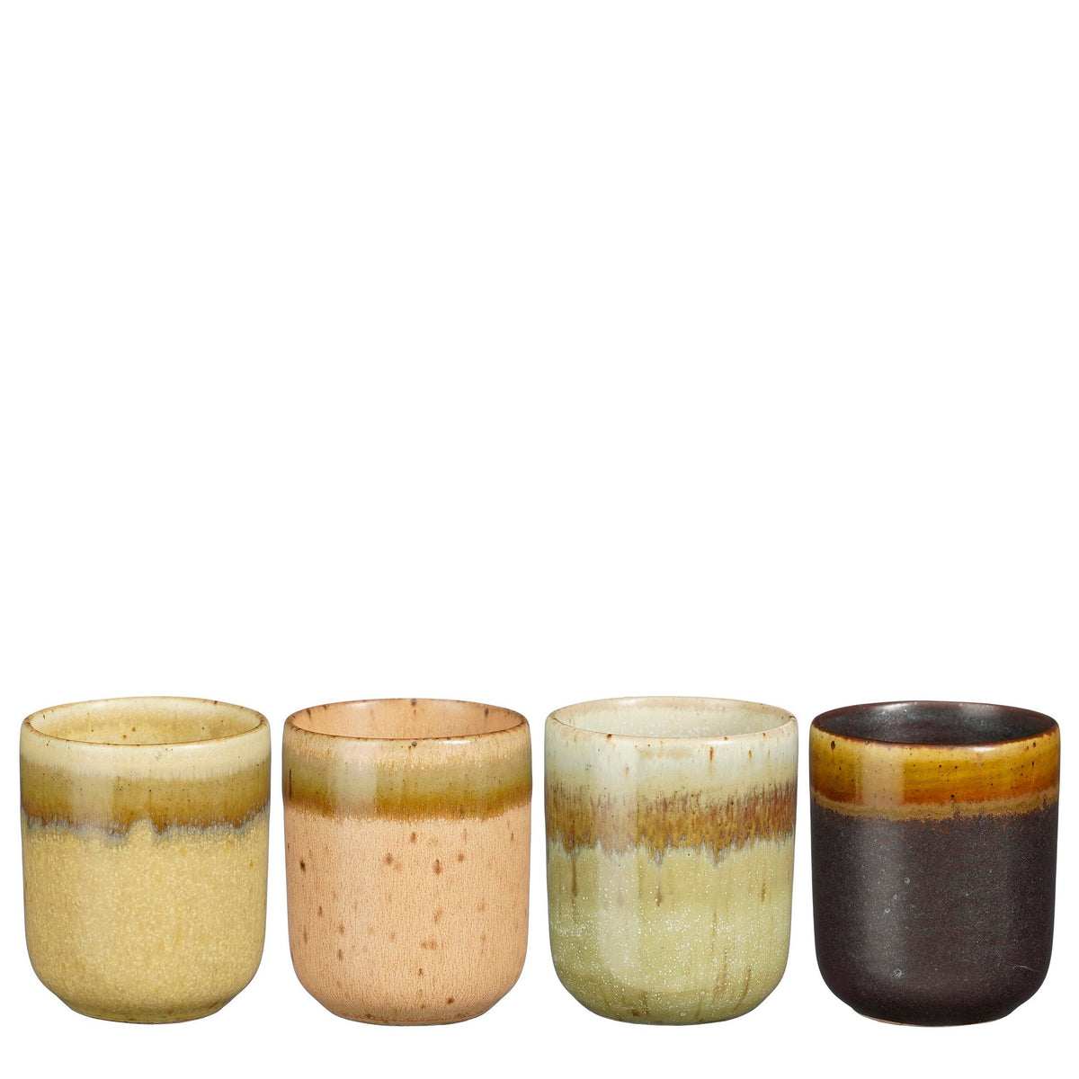 Brino espresso beker l.bruin roze groen zwart 4 stuks