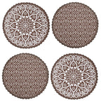 Placemats – Jute & Katoen Gehaakt Antislip – Rond 38cm, Set van 4