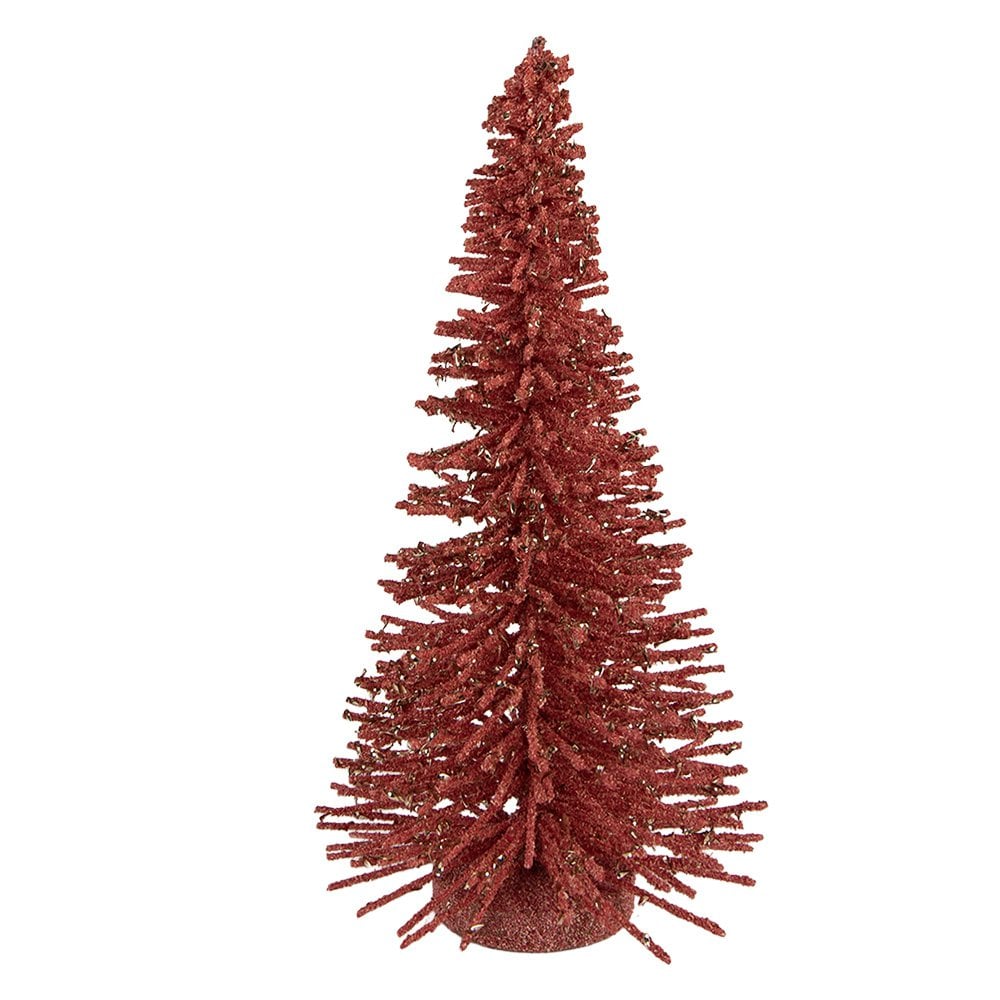 Kerstdecoratie Beeld Kerstboom Ø 17x30 cm Roze Hout