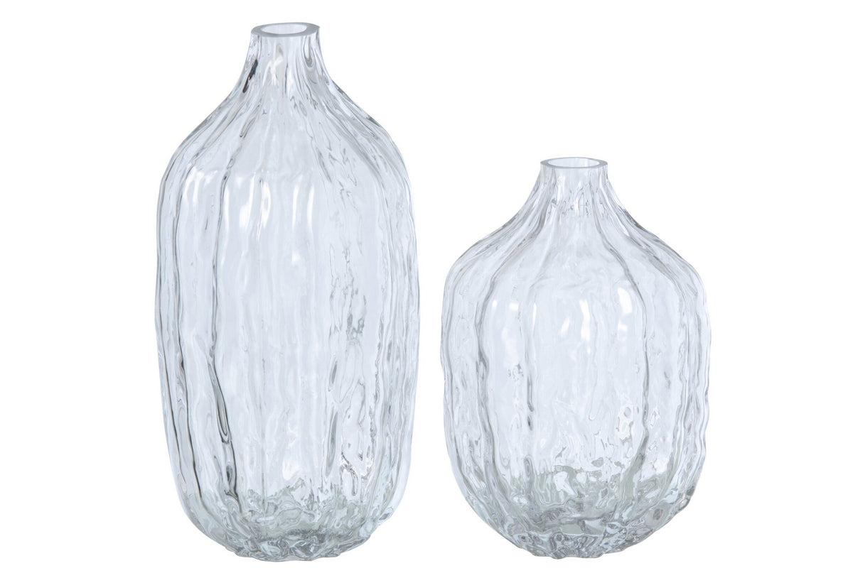 J-Line vaas Onregelmatig - glas - transparaant - set van 2