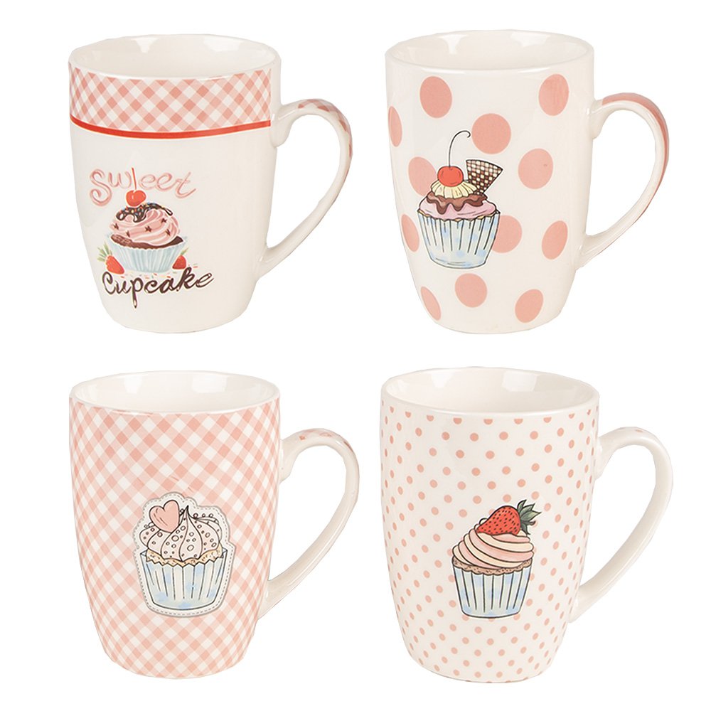 Mok Set van 4 300 ml Roze Porselein