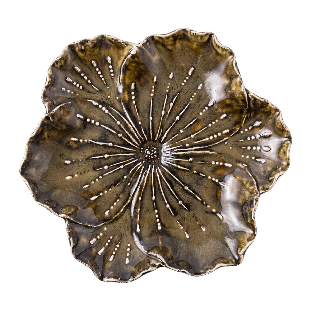 Decoratie schaal Bloem Bruin Keramiek Decoratie Schaal