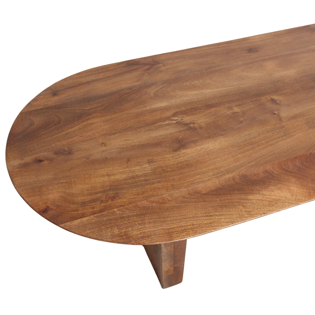 Bullnose mangohouten salontafel bruin - 140x60x35 cm