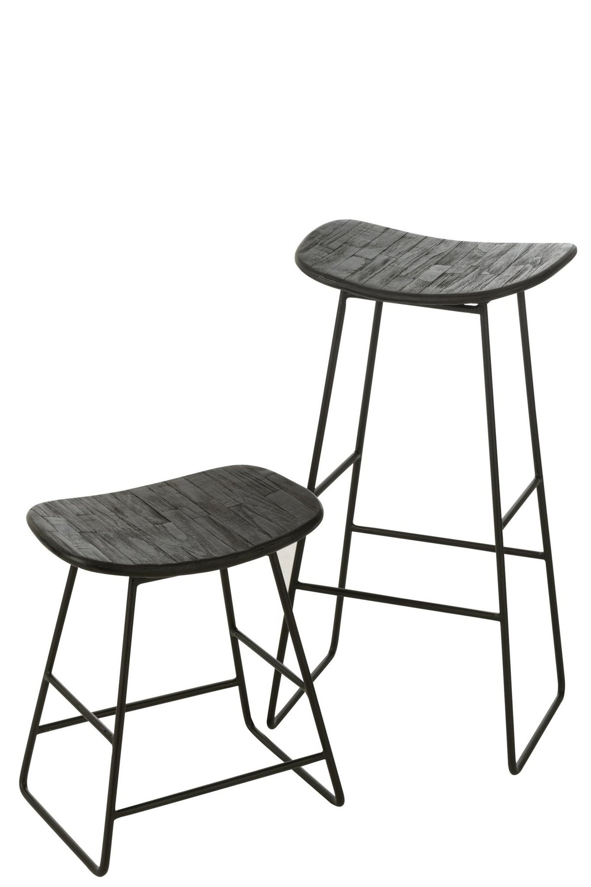 J-Line stoel Rechthoekig - gerecycleerd teak - zwart - large