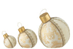 J-Line kerstbal Patroon - polyfoam/textiel - goud - large