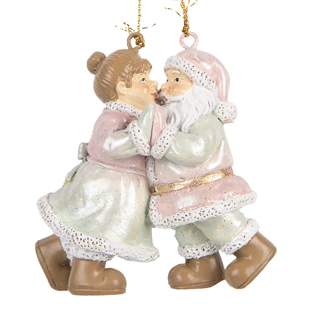 Kersthanger Kerstman 7x4x8 cm Roze Kunststof