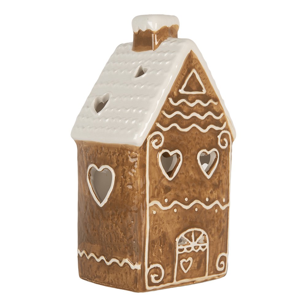 Waxinelichthouder Huis 11x9x21 cm Bruin Keramiek