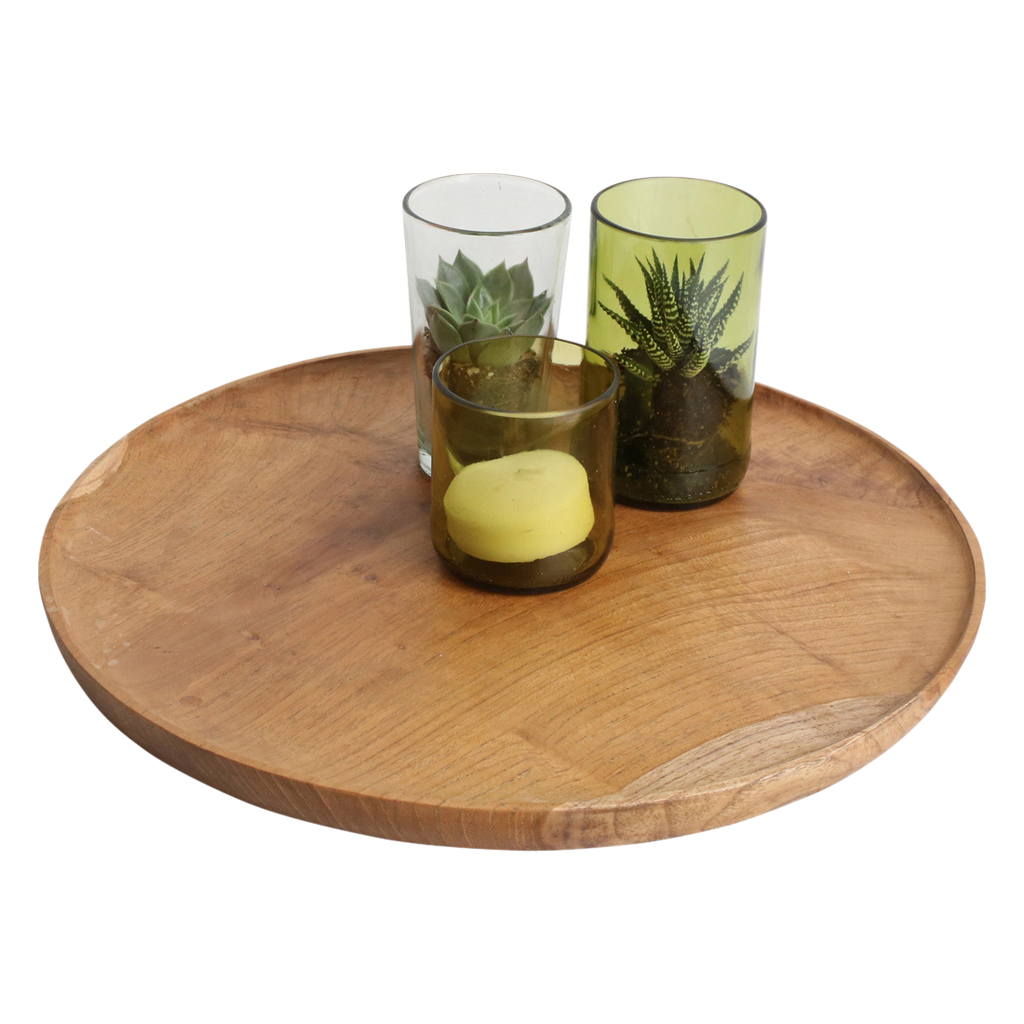 Teakhouten decoratief bord