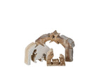 J-Line Kerststal - mangohout - naturel/wit - small