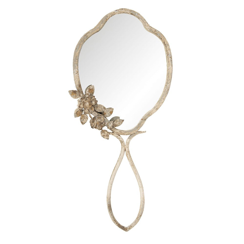 Spiegel 25x57 cm Beige IJzer Bloemen Grote Spiegel