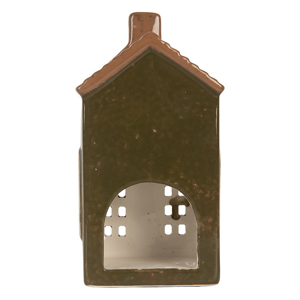 Waxinelichthouder Huis 8x6x16 cm Groen Keramiek