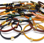 Timeless leren armband 24K verguld zwarttinten