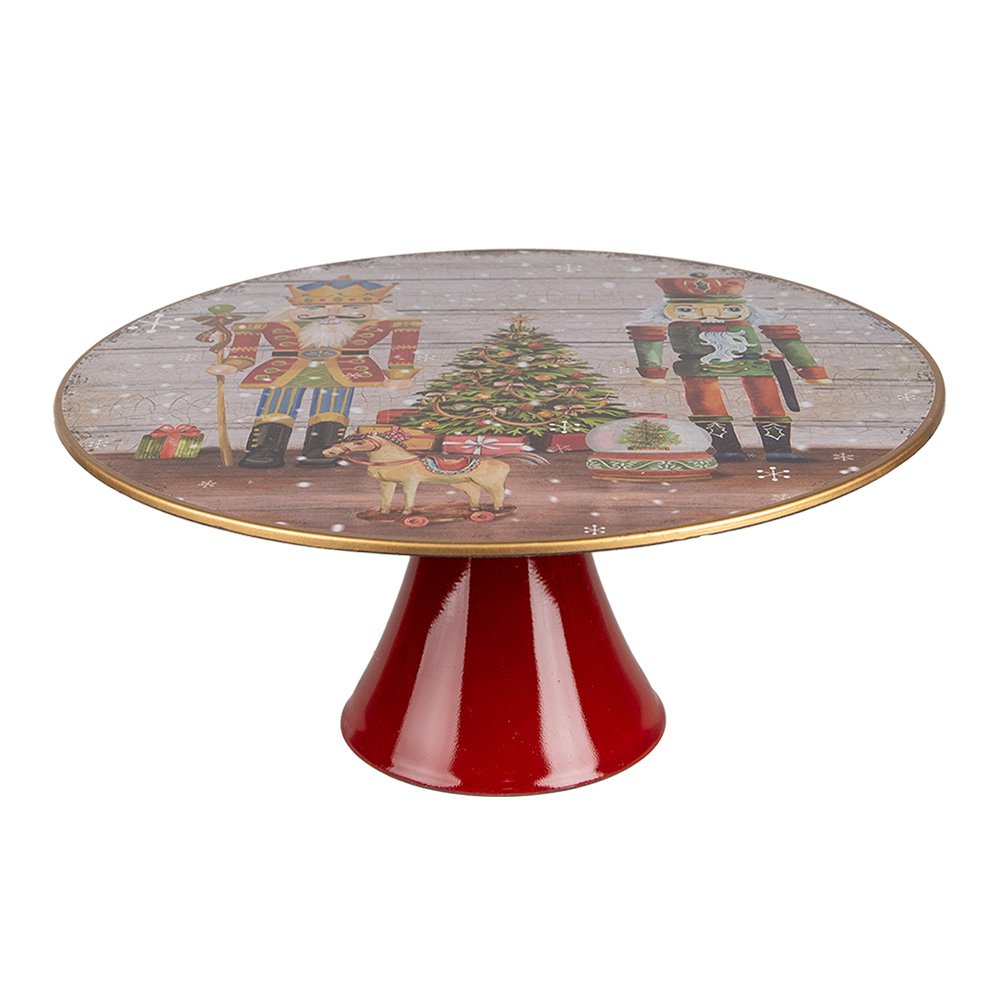 Taartplateau op Voet Ø 33x14 cm Rood Kunststof Notenkrakers