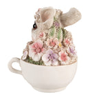 Beeld Konijn 15 cm Grijs Roze Polyresin beeld decoratie