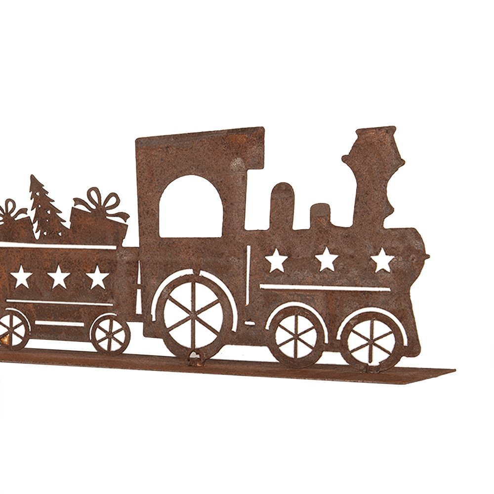 Kerstdecoratie Beeld Trein 34x5x10 cm Bruin Metaal
