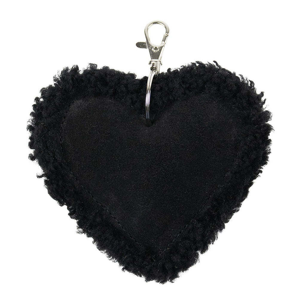 Schaap zwart sleutelhanger hart leer 10cm