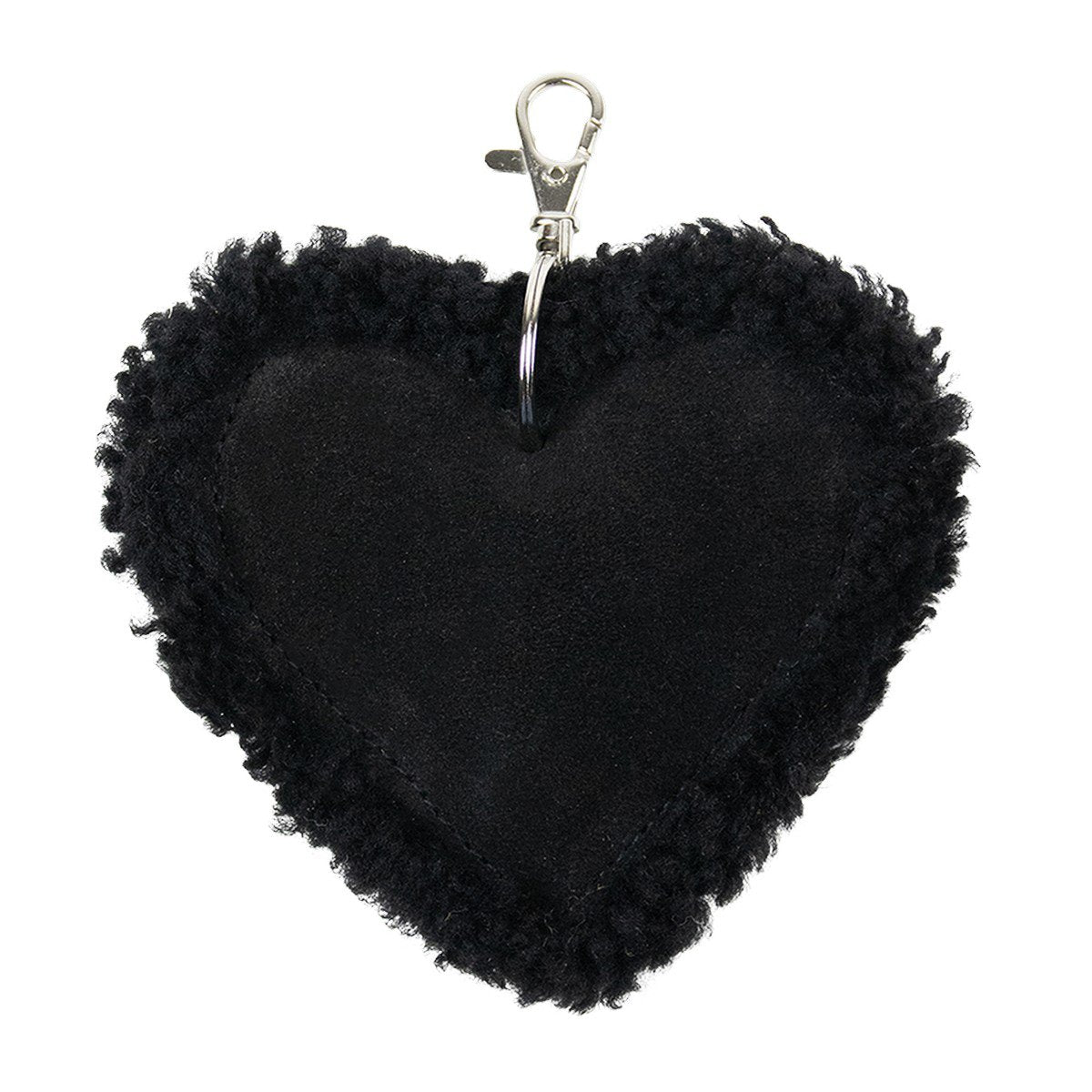 Schaap zwart sleutelhanger hart leer 10cm