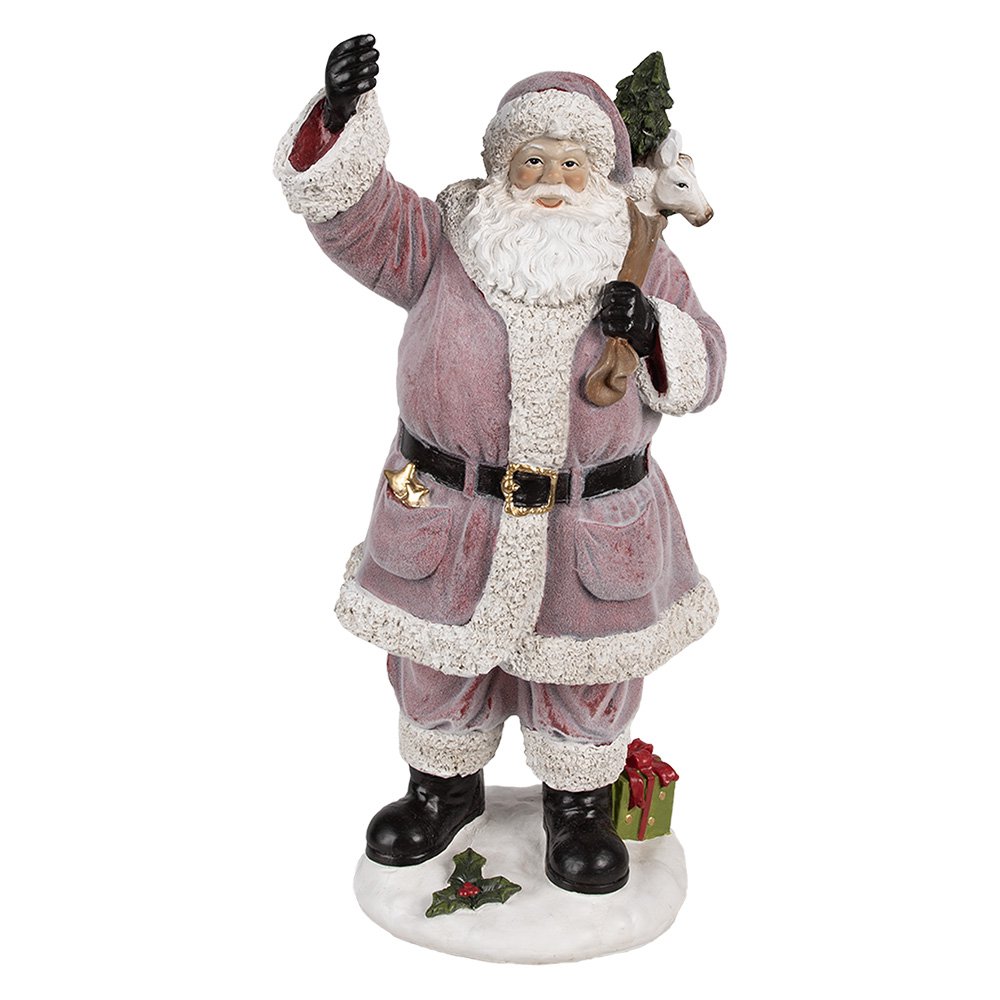 Kerstdecoratie Beeld Kerstman 43 cm Roze Kunststof