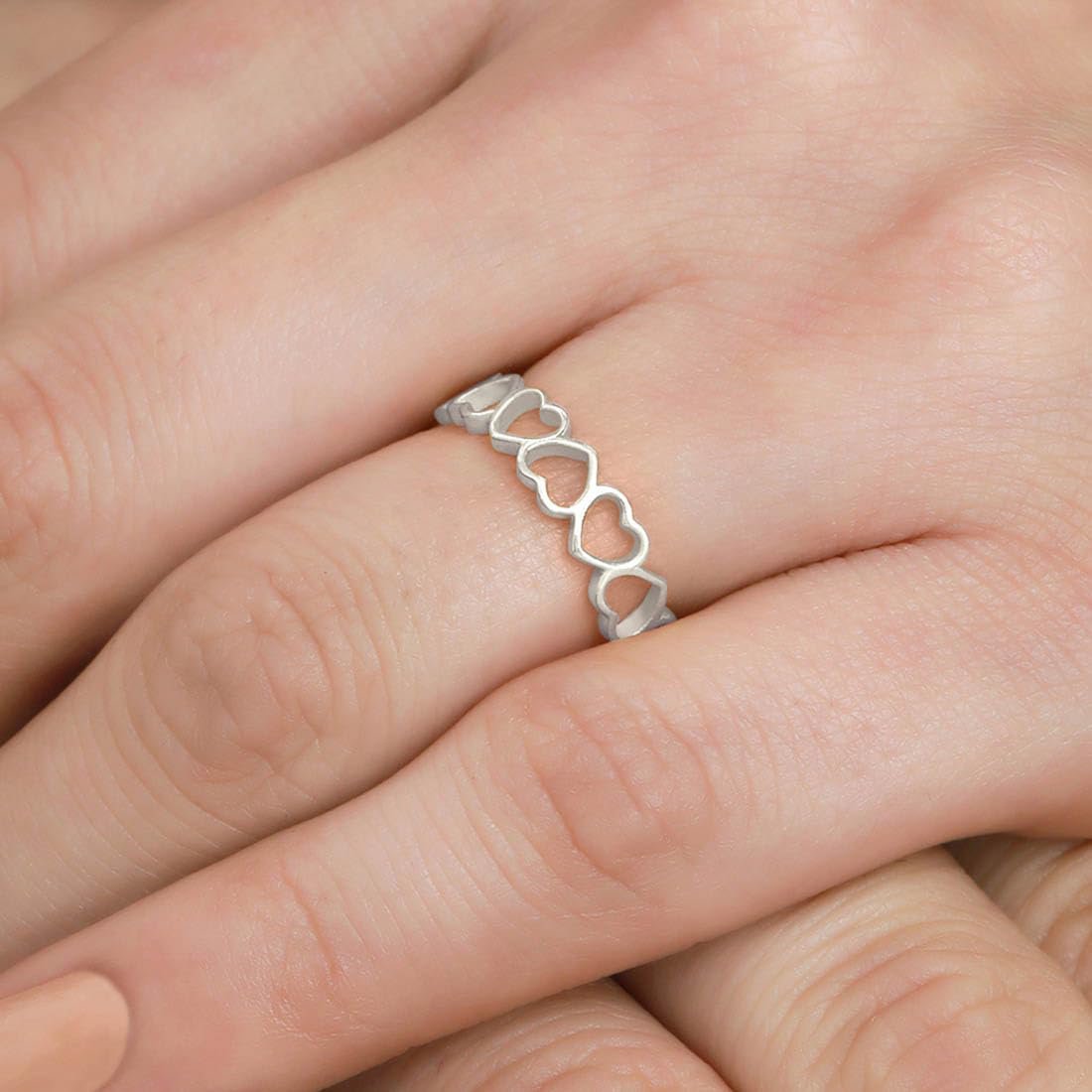 Sterling zilveren hartjesring – damesmodering – 925 sterling zilver gerhodineerd – 1 jaar garantie op plating